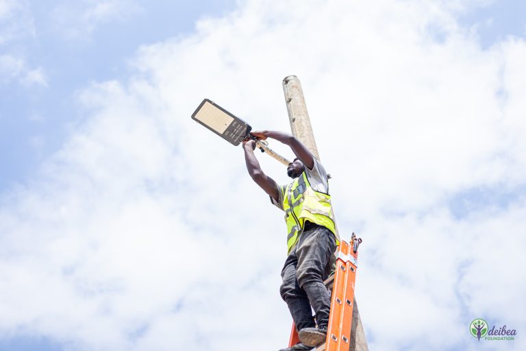 A man fixing solar light
